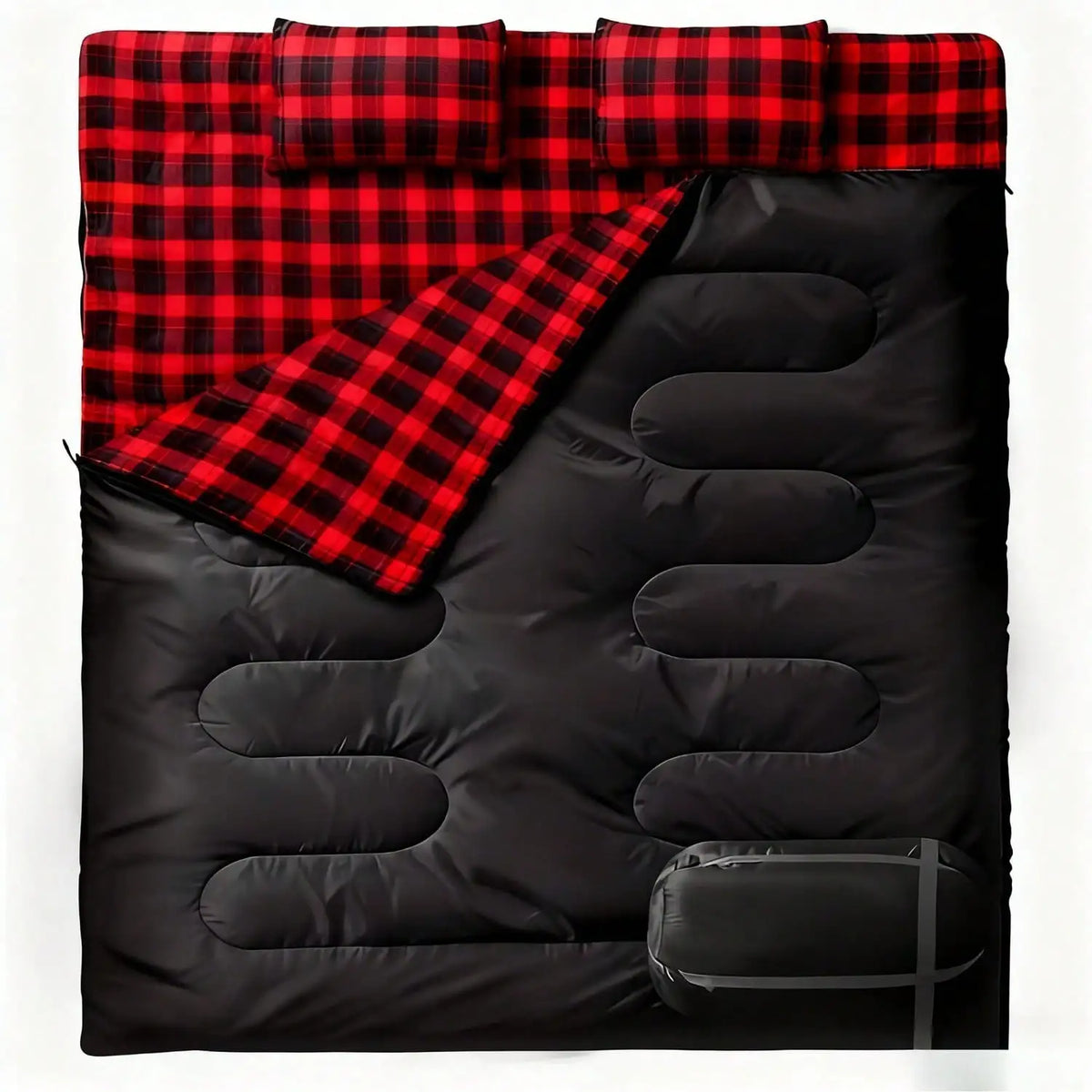 Premium Two Person Camping Sleeping Bag For Adults With Pillows