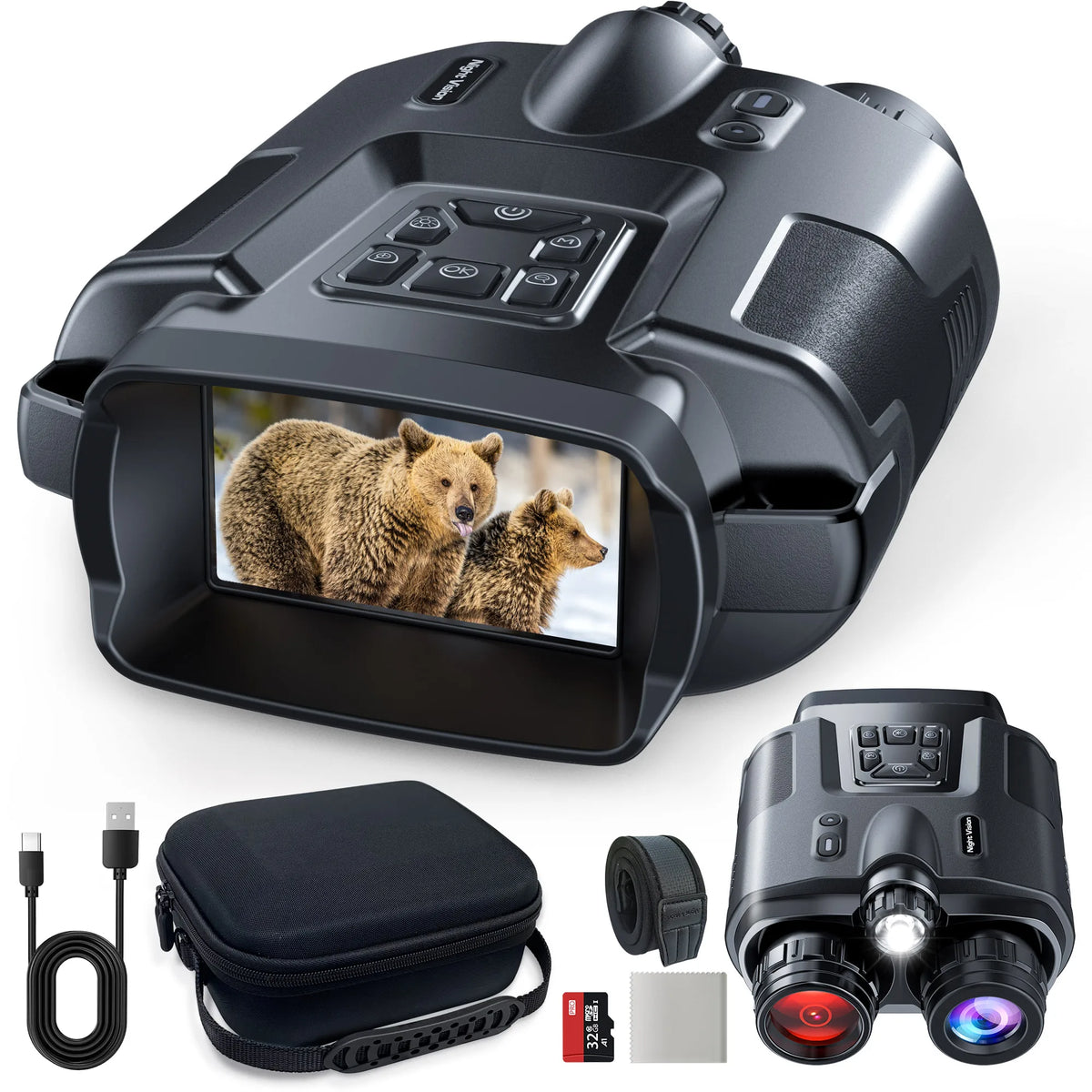 Letcmoi 4K Night Vision Binoculars With Digital Zoom Camera