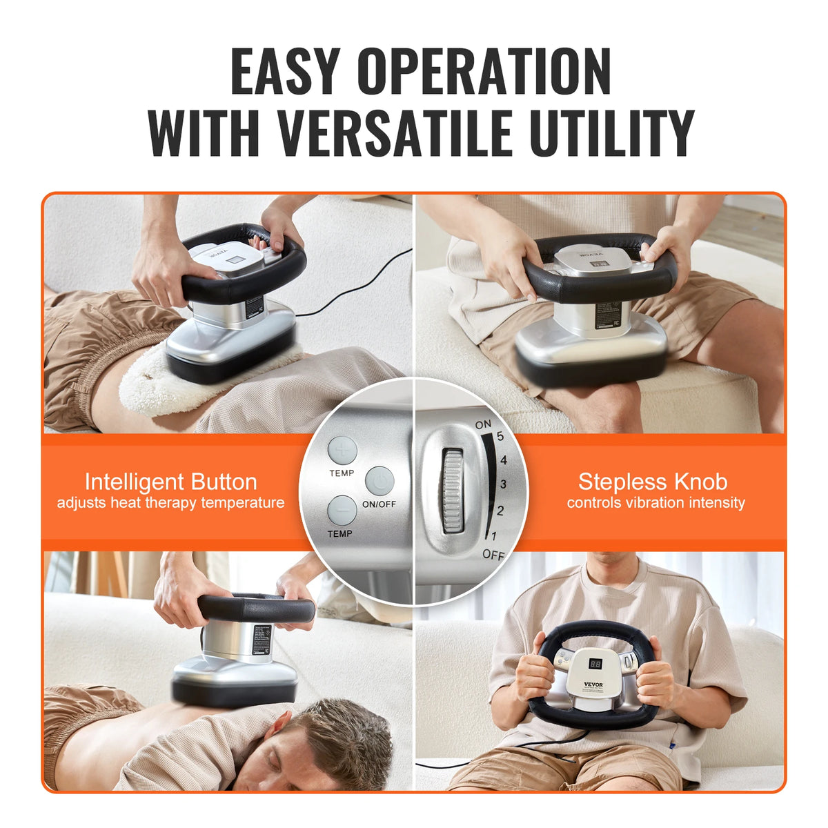 Handheld Variable Speed Chiropractic Massager Heat Therapy For Muscle Relief