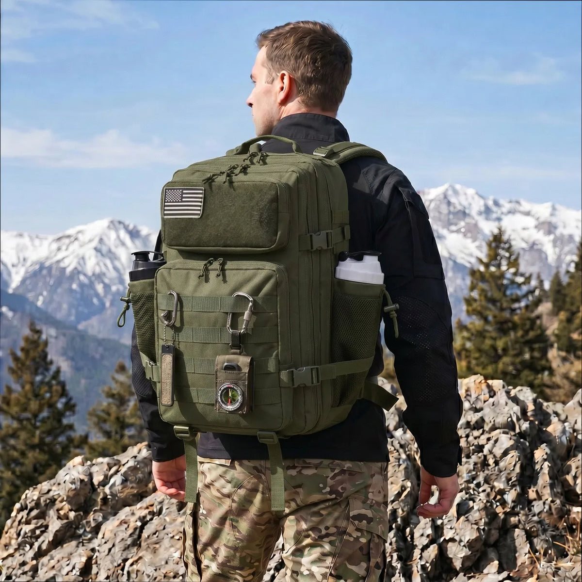 ReFire Gear Tactical Fishing Backpack Dual Water Bottle Holders Outdoor