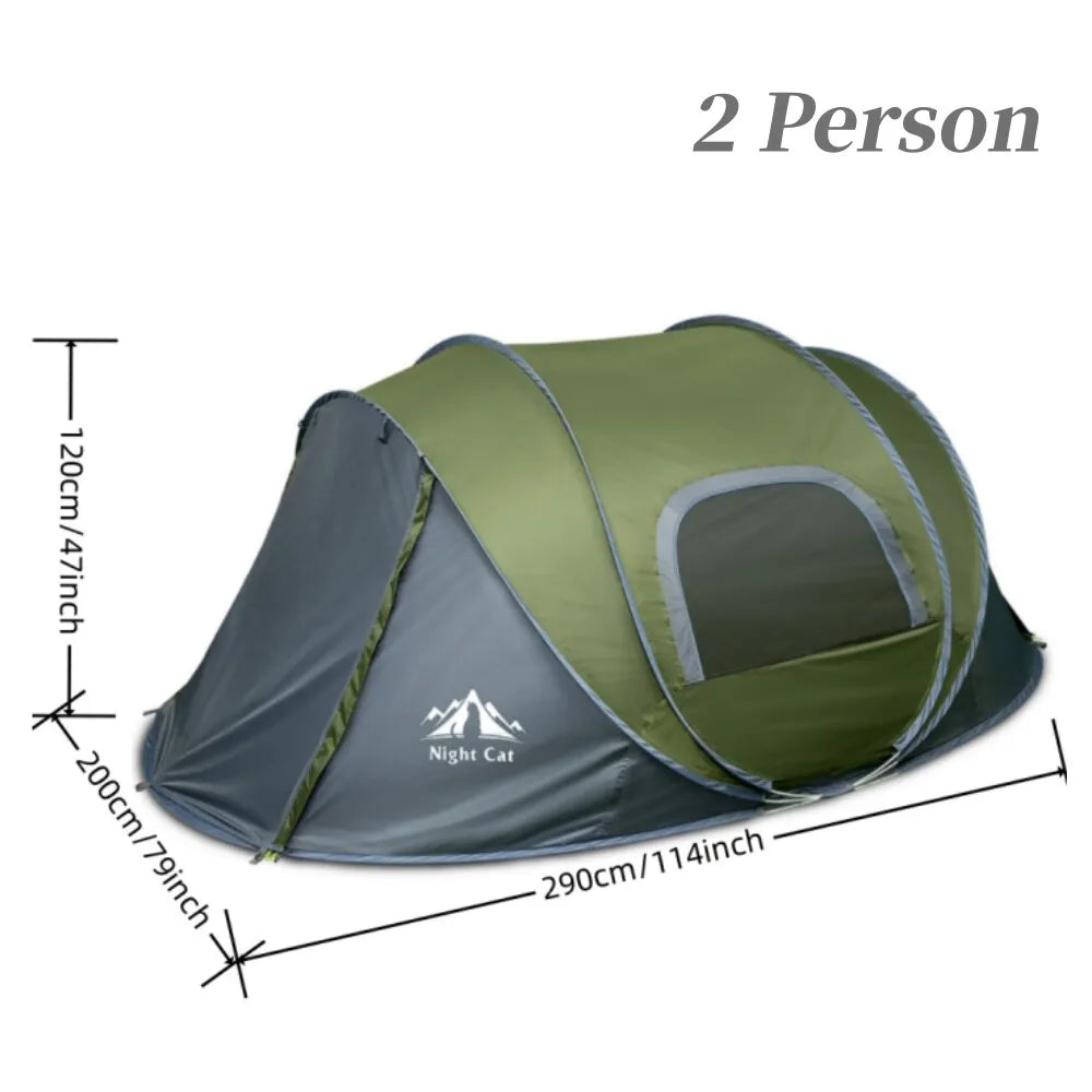Night Cat Automatic Pop Up Camping Tent For Two Campers