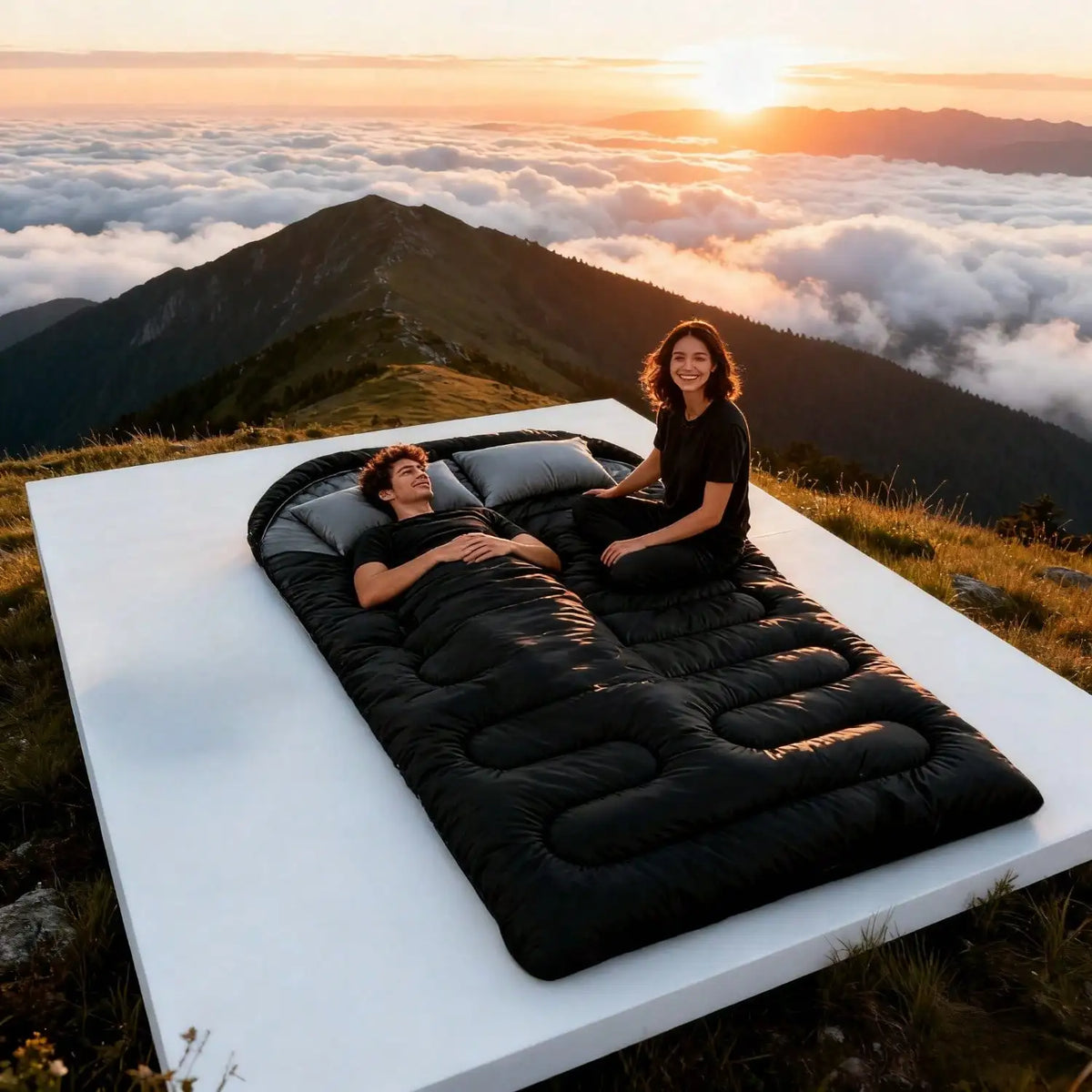 Double Sleeping Bag With Pillow For All Season Outdoor Camping