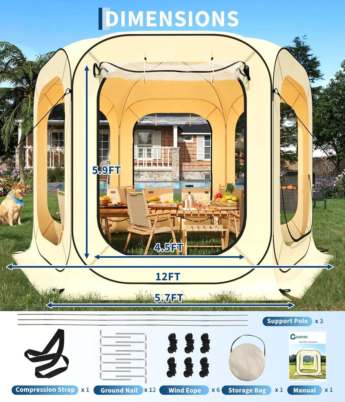 Tacleekii Pop Up Screen Tent Portable Outdoor Shelter