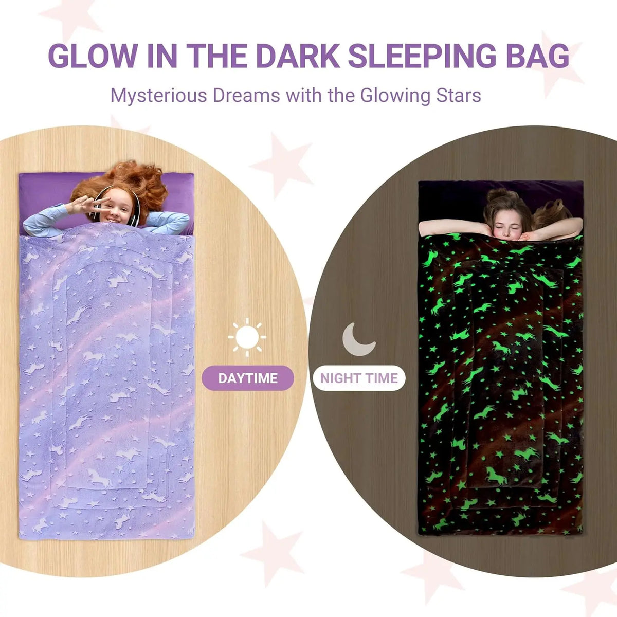 Glow In The Dark Truck Kids Sleeping Bag With Pillow