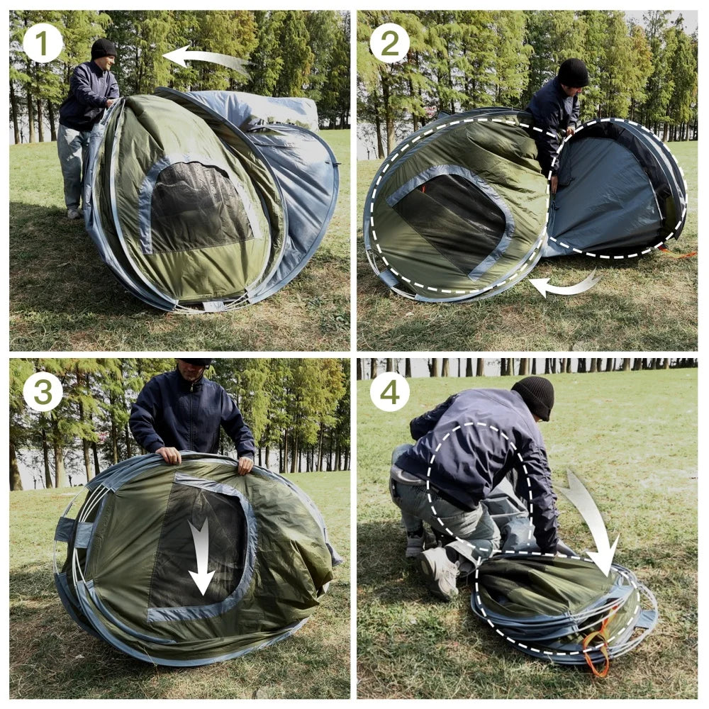 Night Cat Automatic Pop Up Camping Tent For Two Campers