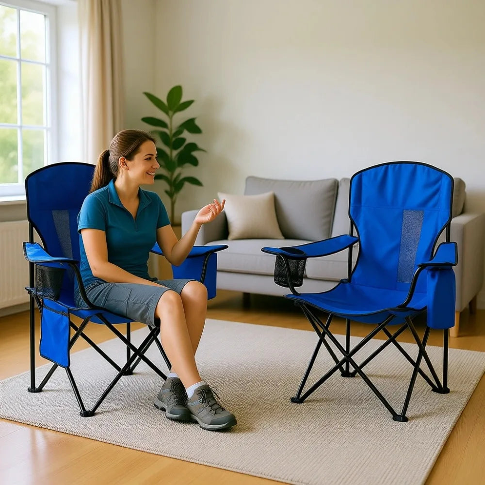 Portable Folding Chairs With Cooler Bag And Cup Holder