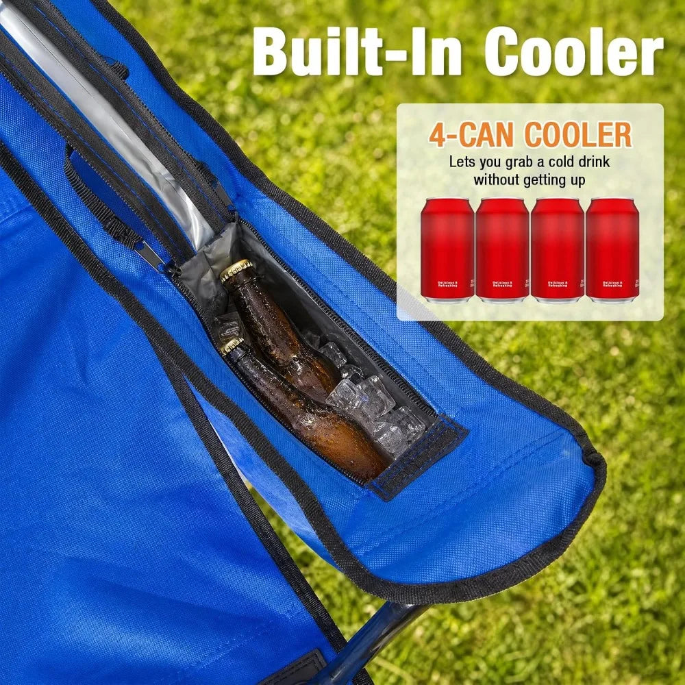 Portable Folding Chairs With Cooler Bag And Cup Holder