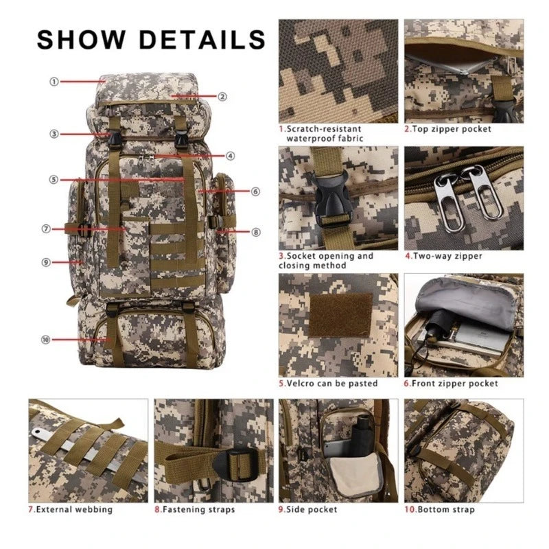 Durable Tactical Backpack Offering Generous Outdoor Storage