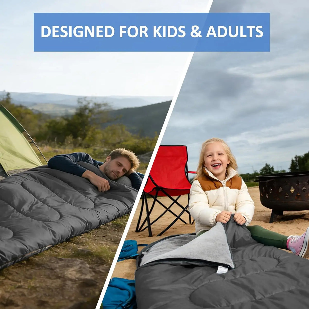 Lightweight 3 Season Waterproof Camping Sleeping Bag Down Cotton Fill