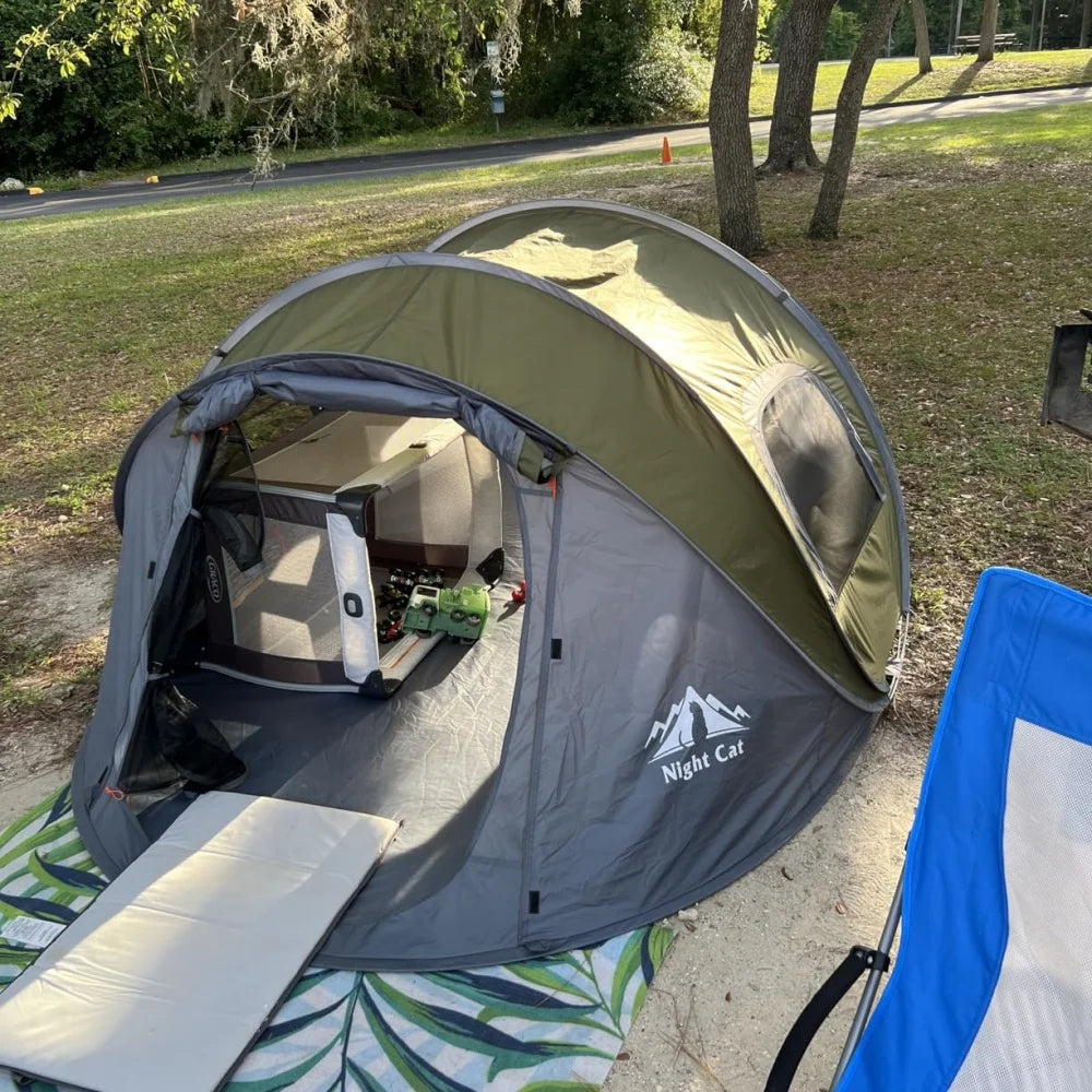 Night Cat Automatic Pop Up Camping Tent For Two Campers