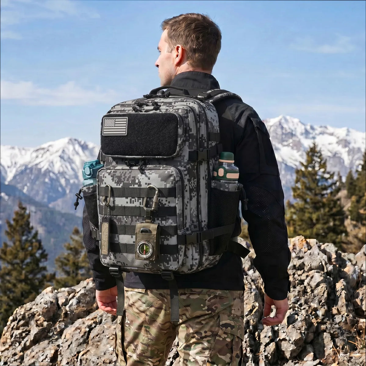 ReFire Gear Tactical Fishing Backpack Dual Water Bottle Holders Outdoor