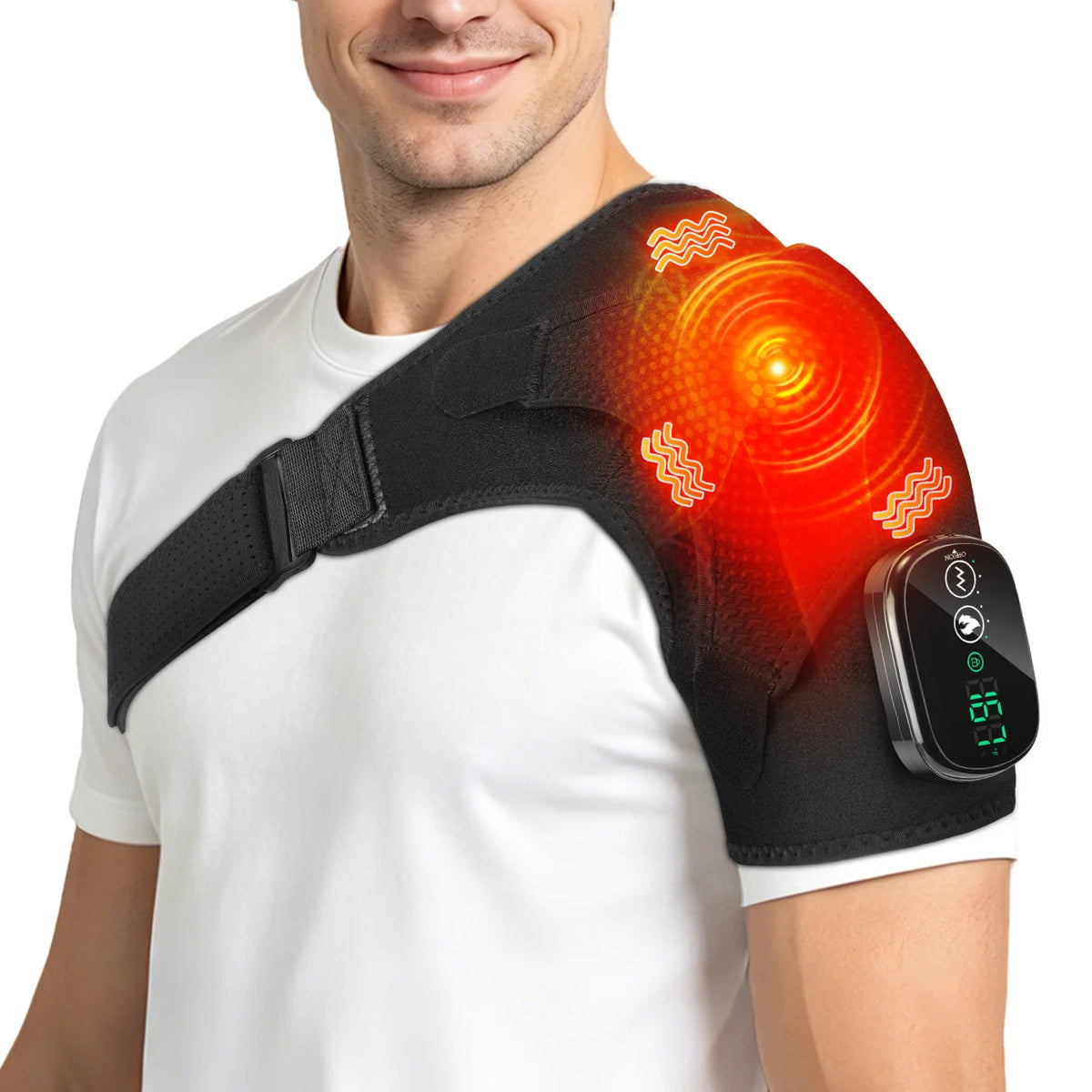 Cordless Electric Heated Shoulder Brace With Vibration Massage Support
