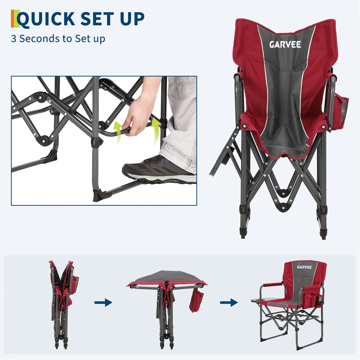 HiMISS Heavy Duty Folding Director Chair With Cup Holder