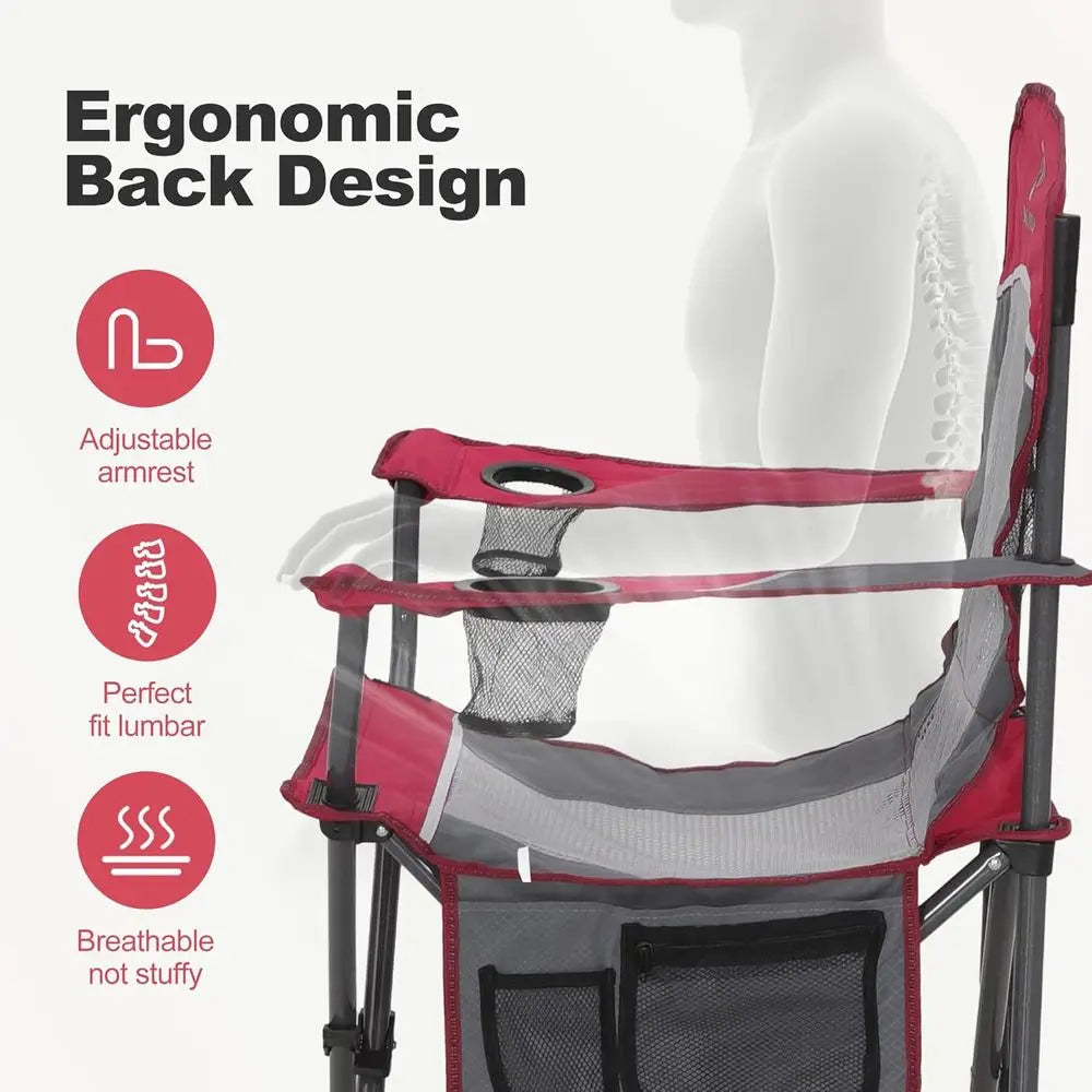 Heavy Duty Mesh Camping Chair With Cup Holder 330 Lbs