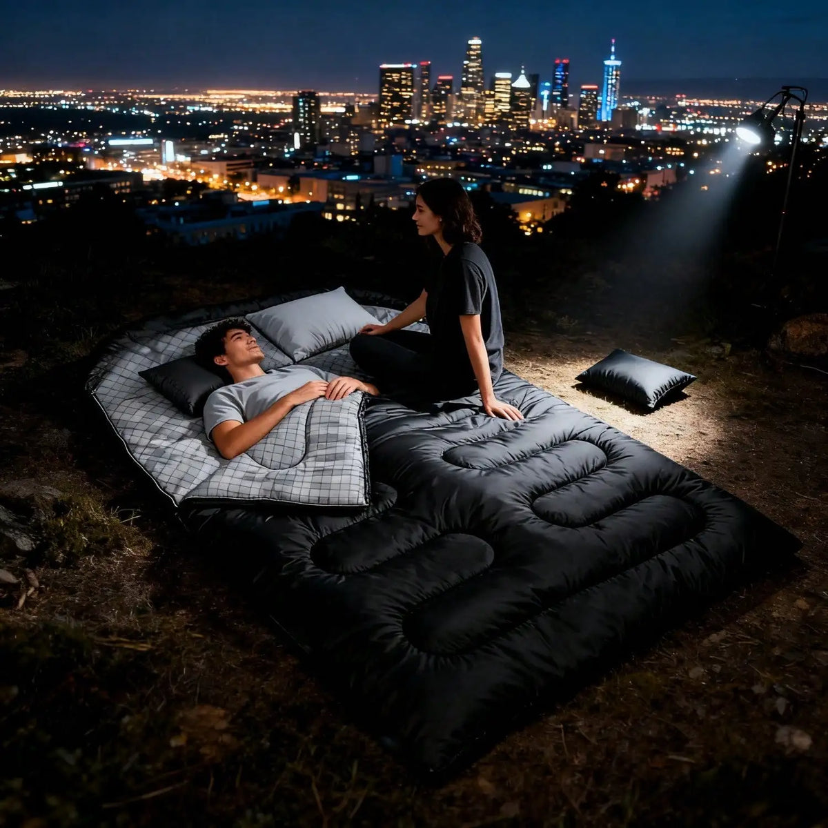 Double Sleeping Bag With Pillow For All Season Outdoor Camping