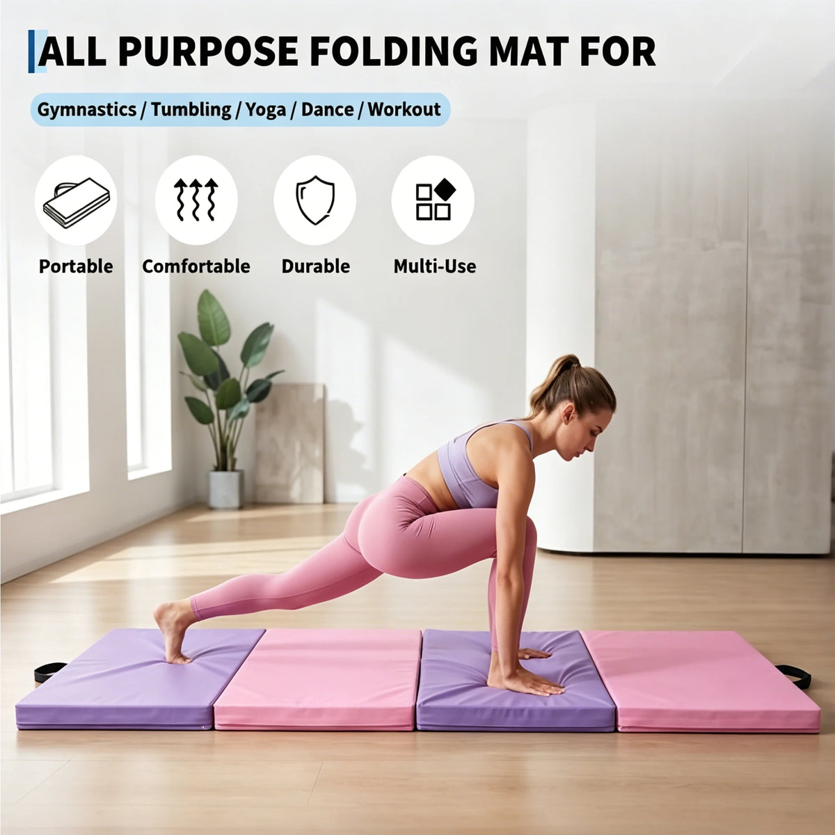HiMISS Folding Gymnastics Exercise Mat For Home Gym Training
