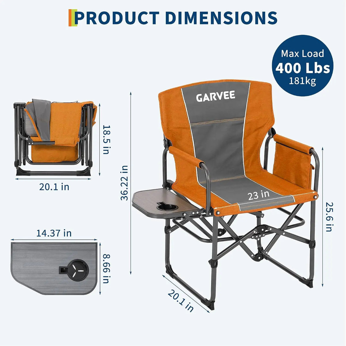 Tacleekii Portable Folding Director Chair With Side Table