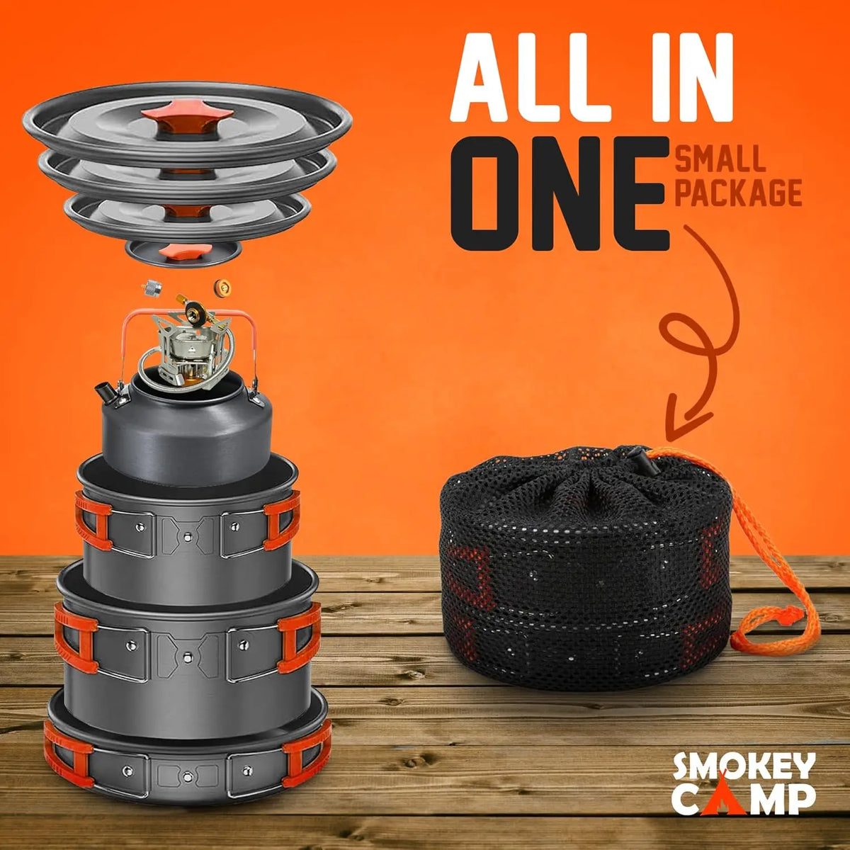 YTYIN Camping Cookware Set With Stove And Nonstick Pots Kit
