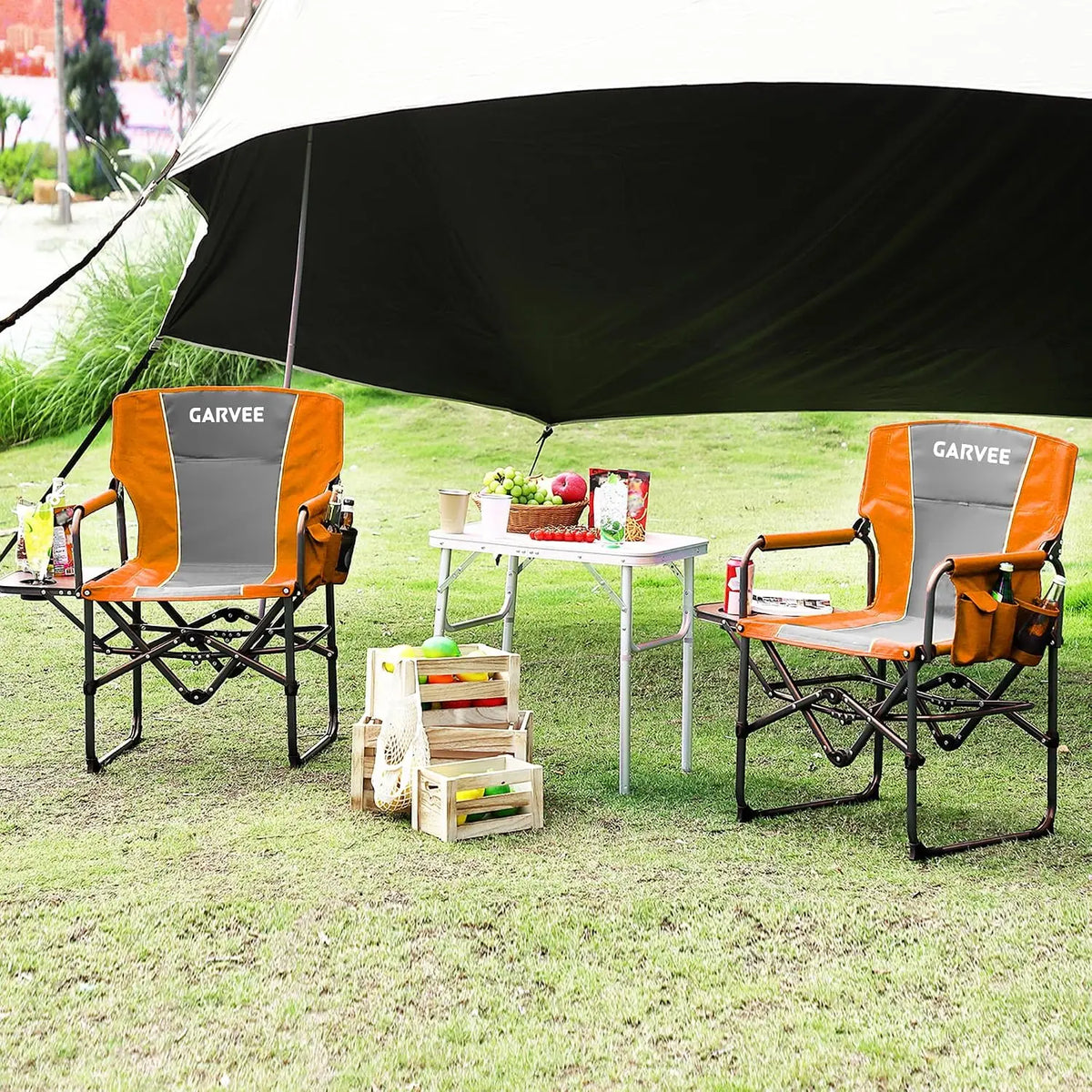Tacleekii Portable Folding Director Chair With Side Table