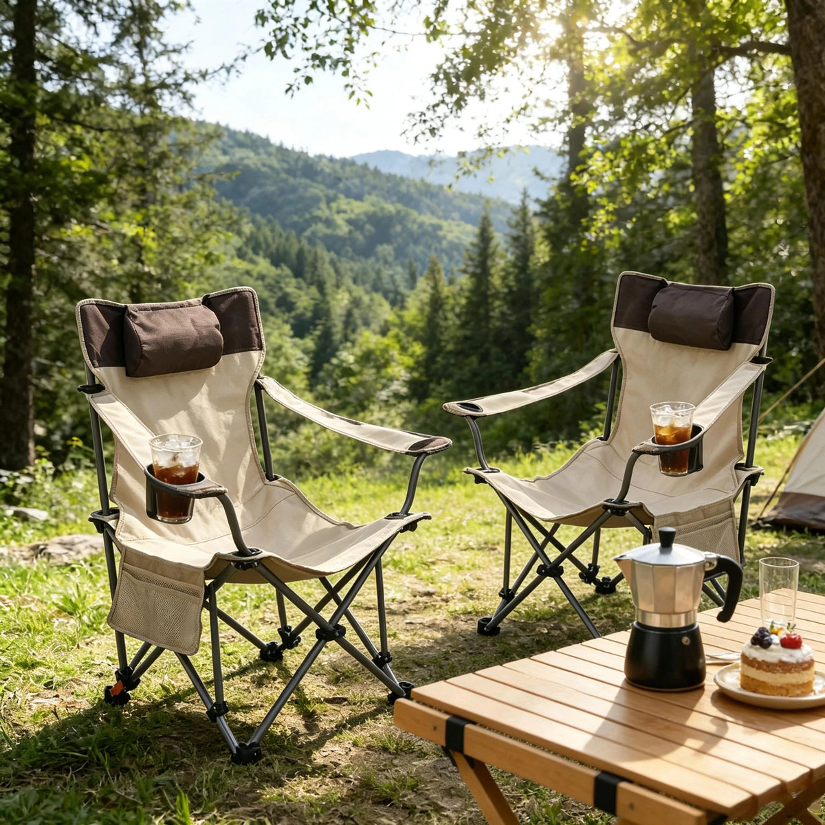 Portable Adjustable Reclining Outdoor Camping Chair With Cup Holder