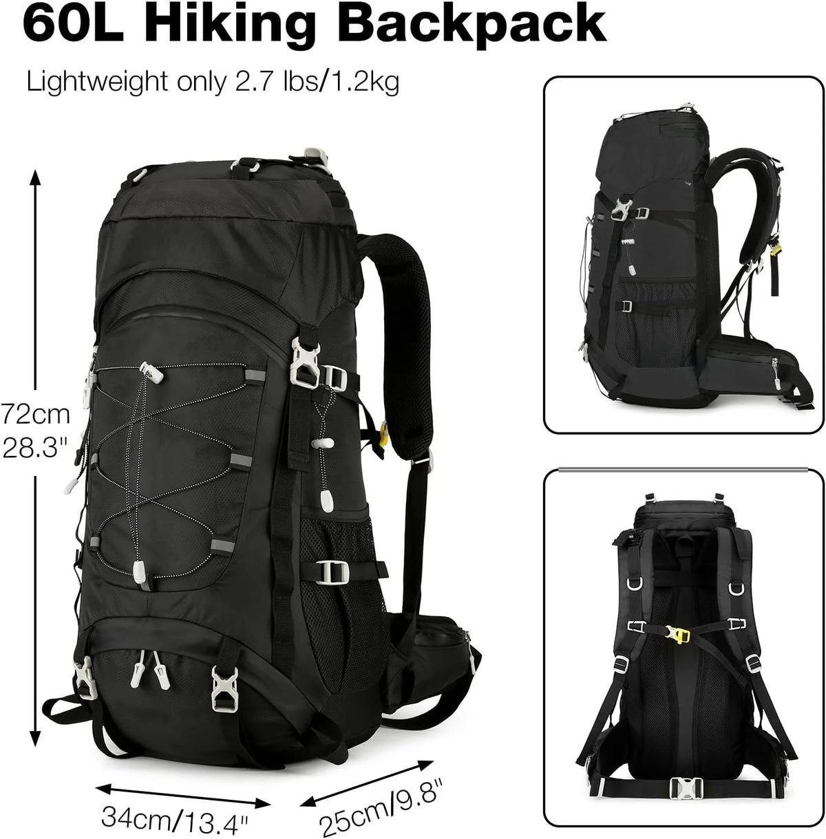 Lightweight Water Resistant Hiking Backpack For Trekking Camping