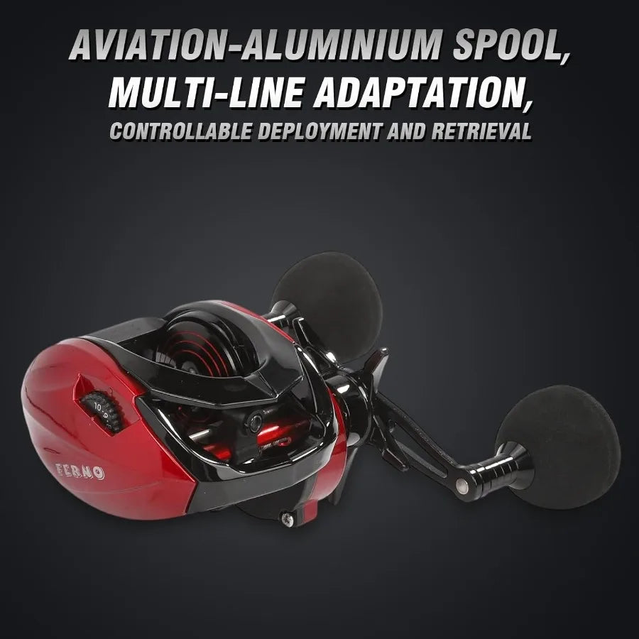 Baitcaster Reel Featuring 6.4:1 Gear Ratio And 33lb Drag Capacity