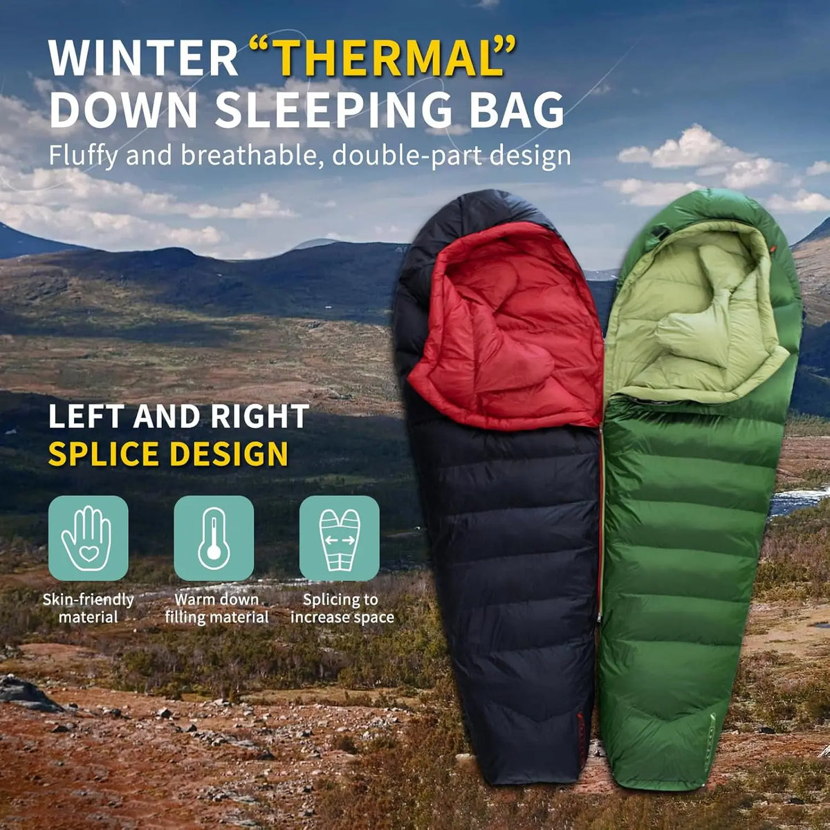 Lightweight Down Cotton Sleeping Bag for Backpacking Hiking Camping Adult