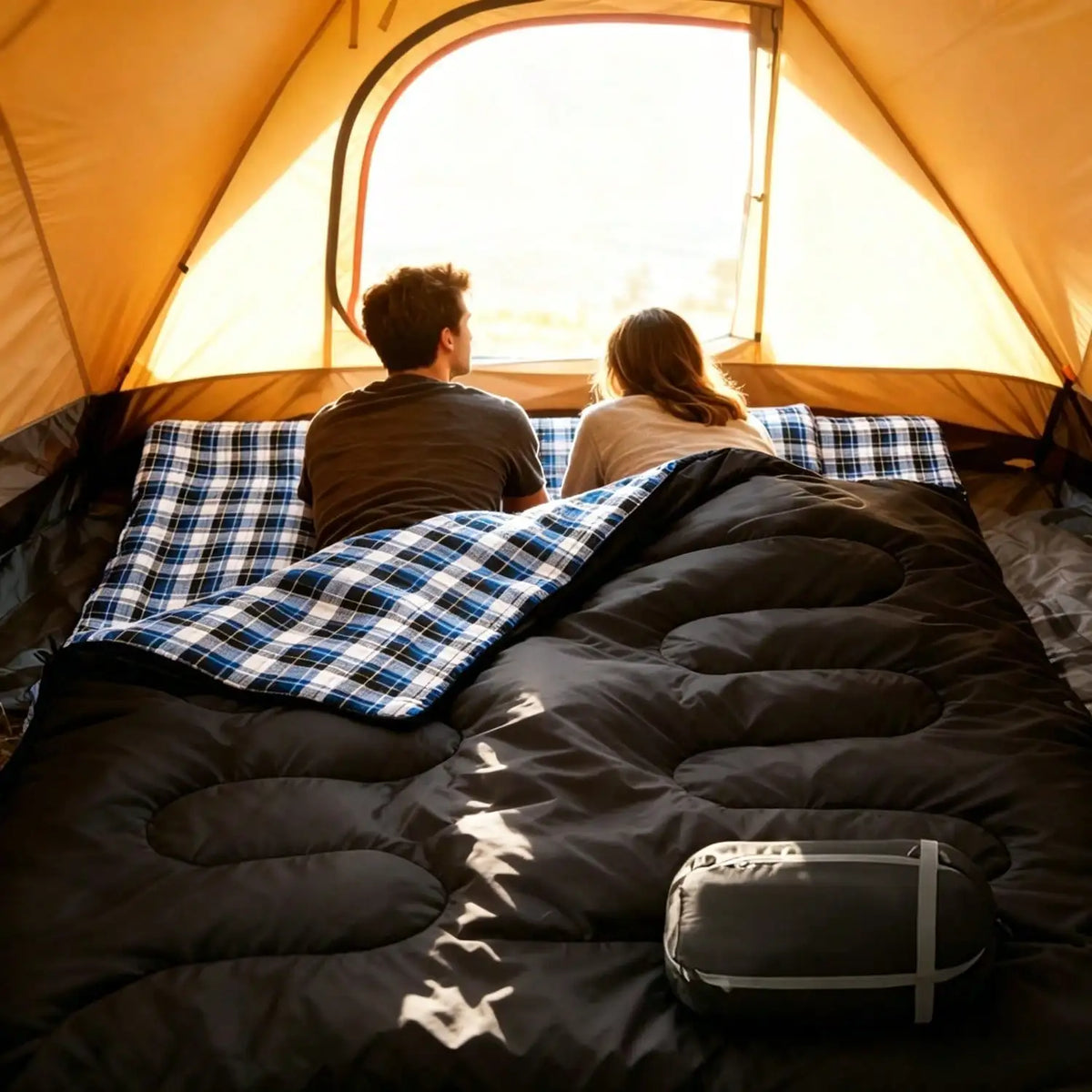 Premium Two Person Camping Sleeping Bag For Adults With Pillows