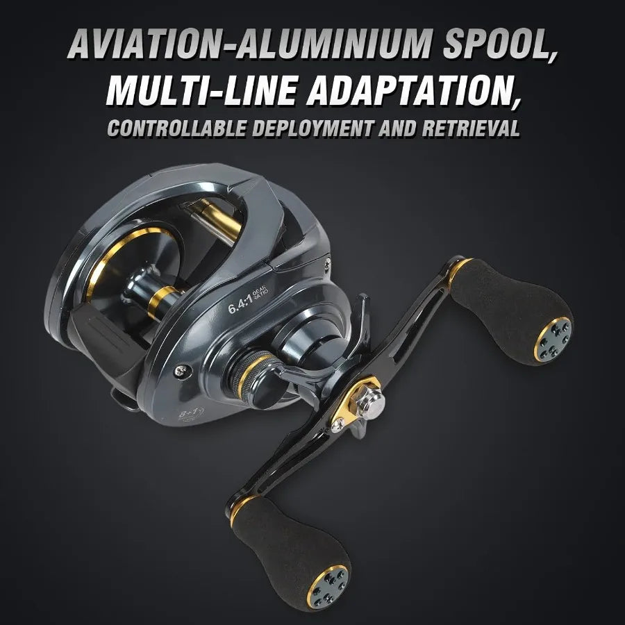 Versatile Baitcaster Fishing Reel Featuring 33 Lb Max Drag