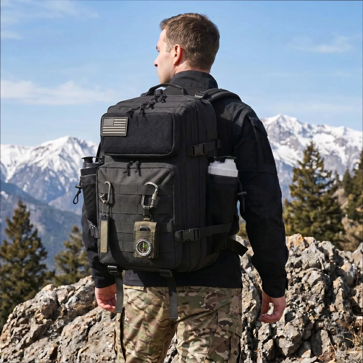 ReFire Gear Tactical Fishing Backpack Dual Water Bottle Holders Outdoor