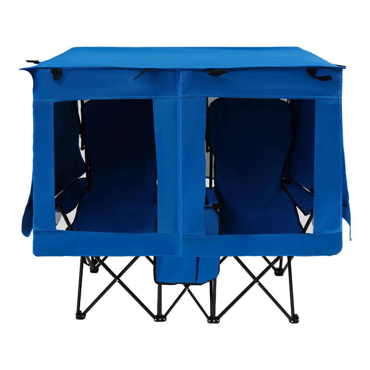 Portable Folding Two Seater Camping Loveseat With Canopy And Storage