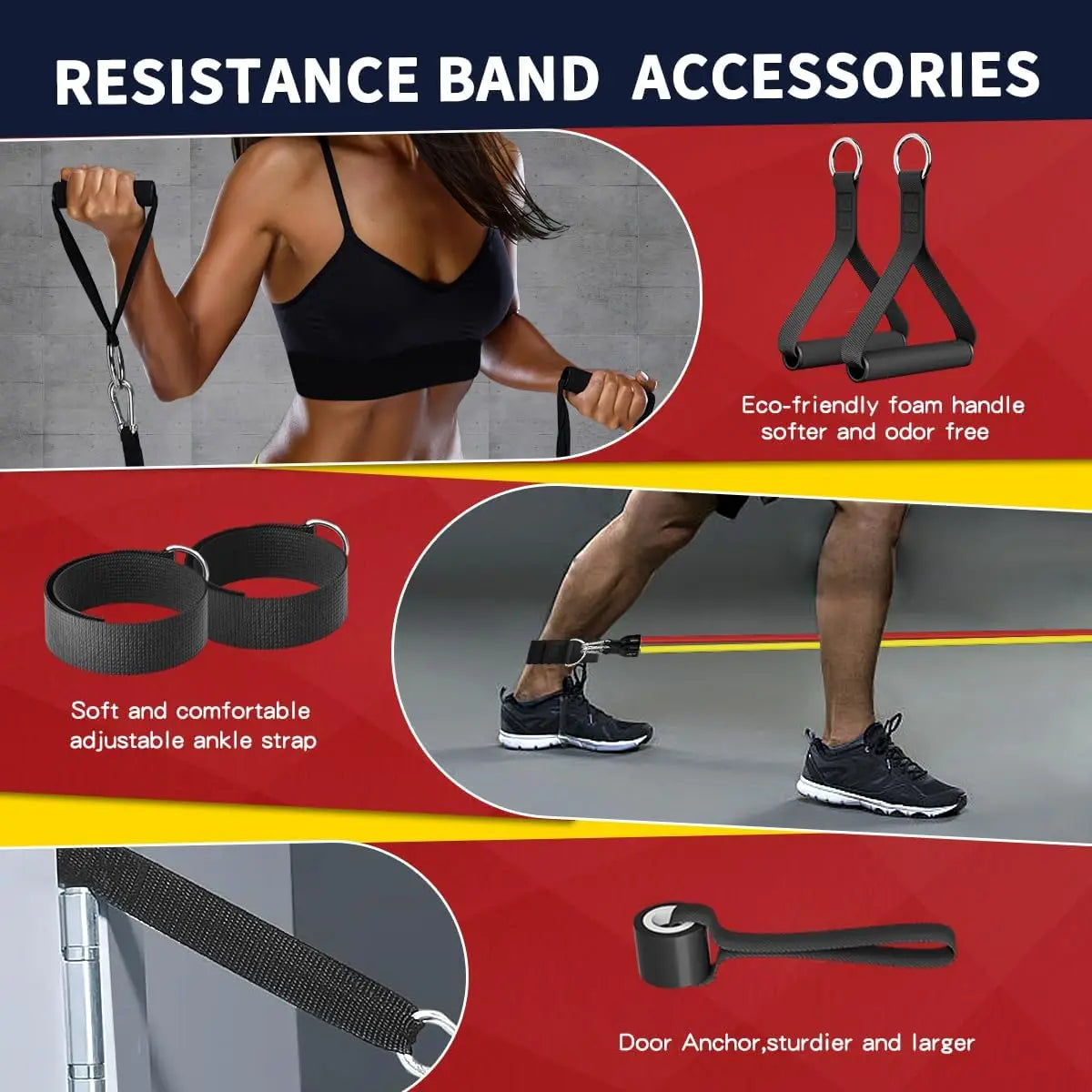 Premium Resistance Bands With Handles Door Anchor And Ankle Straps
