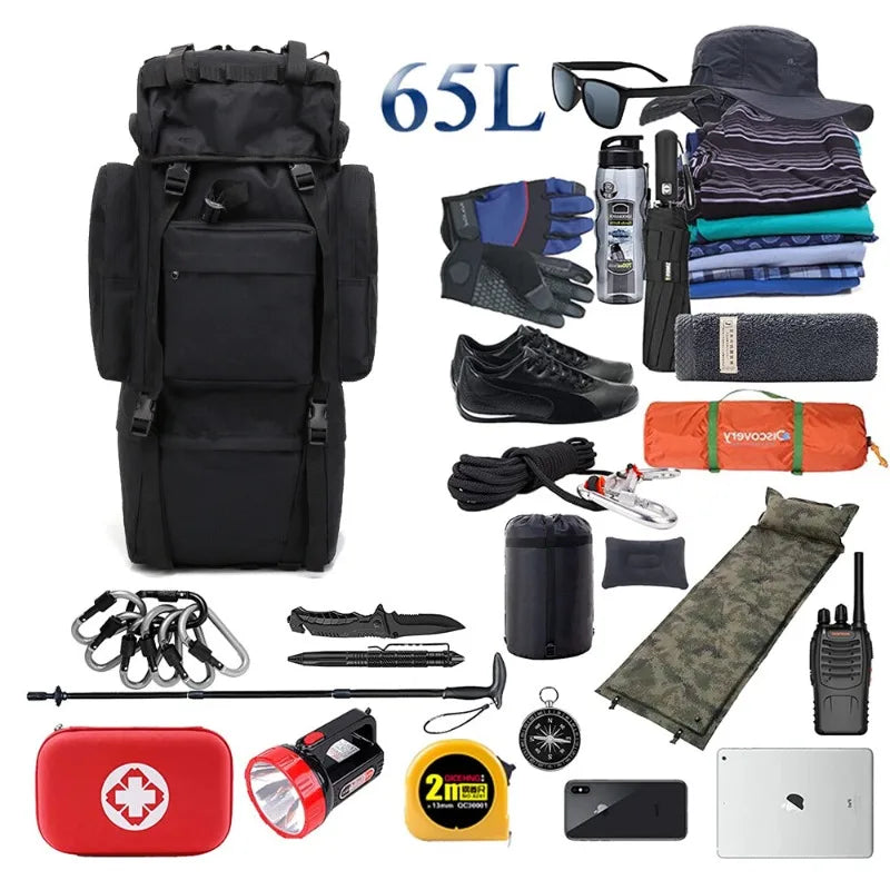 Spacious Polyester Hiking Backpack With Adjustable Straps For Camping