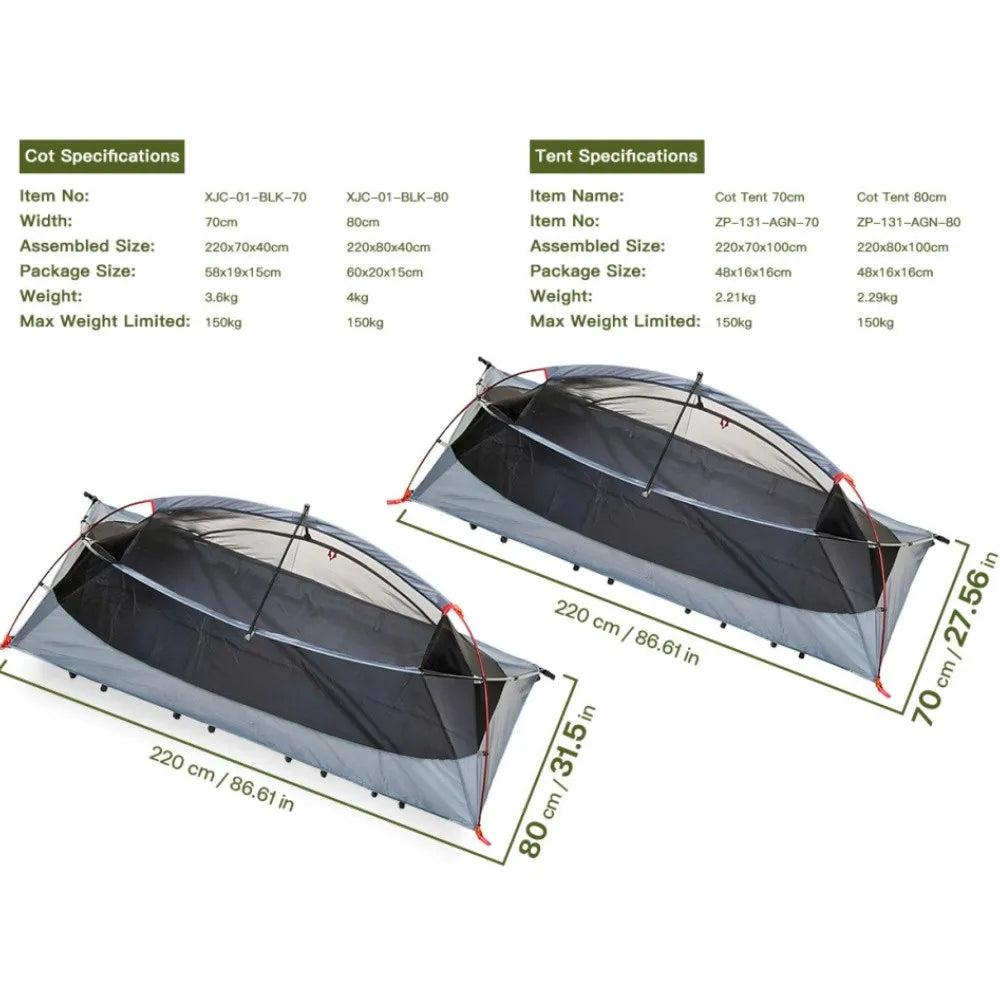 Night Cat Four Mode Elevated Camping Cot And Mesh Tent