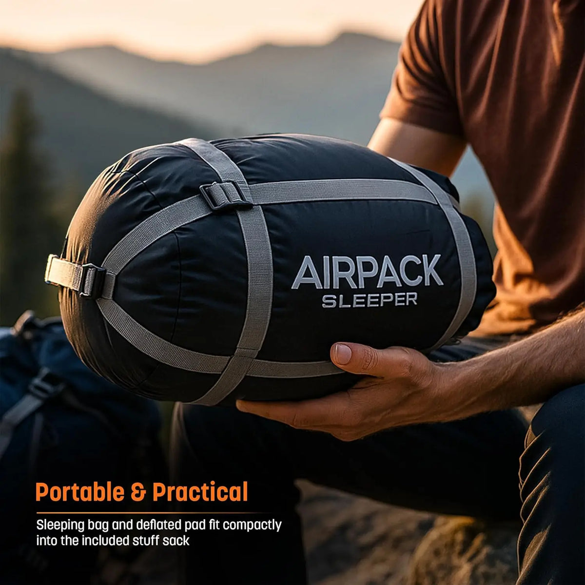 Combined Sleeping Bag And Inflatable Mattress For Travel Camping
