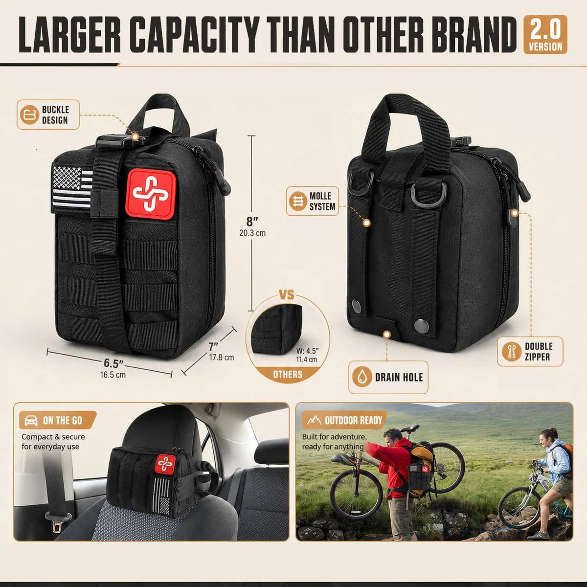 Comprehensive 258 Piece Portable Car Emergency Survival First Aid Kit