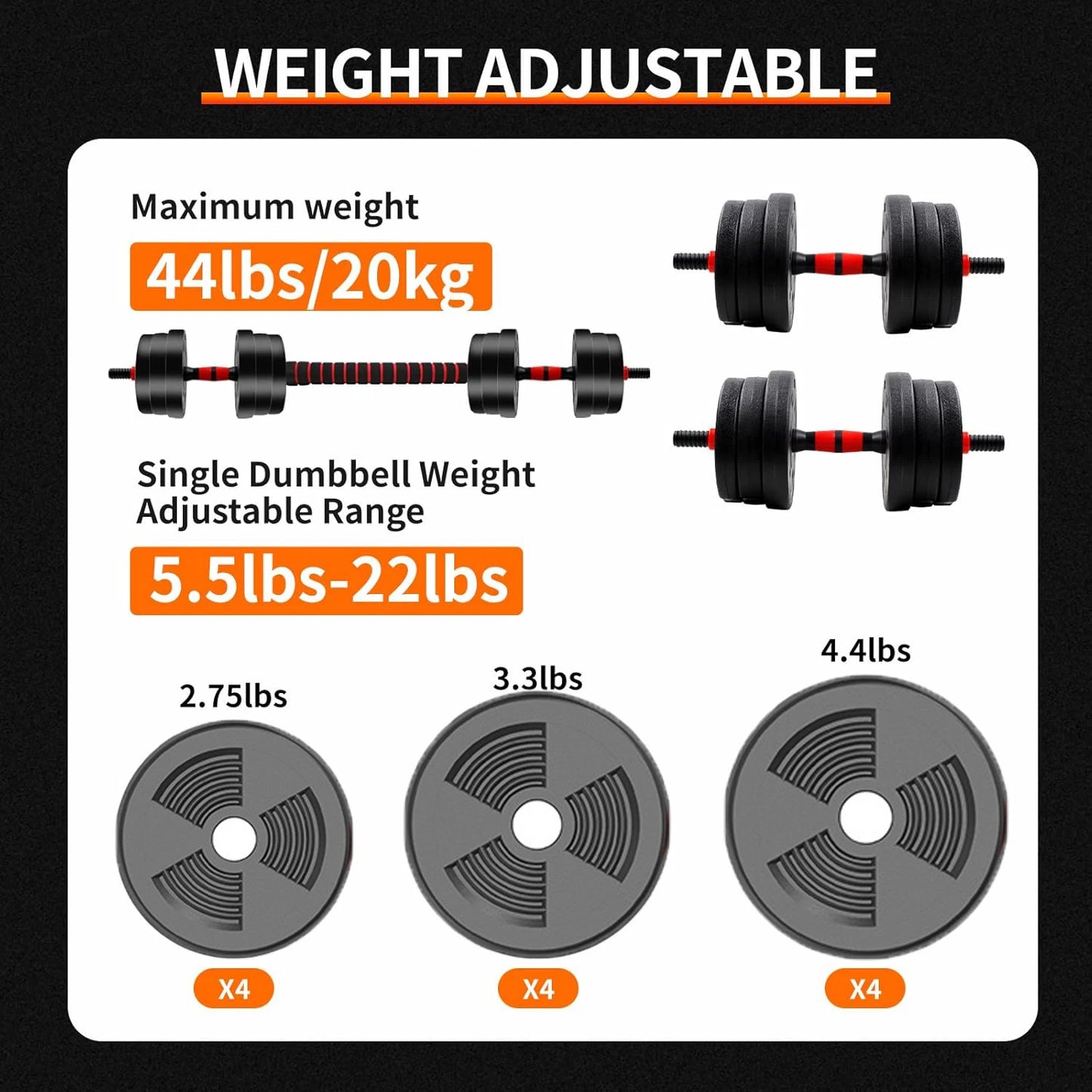 Adjustable Dumbbell And Barbell Set With Anti Grip For Fitness Workout