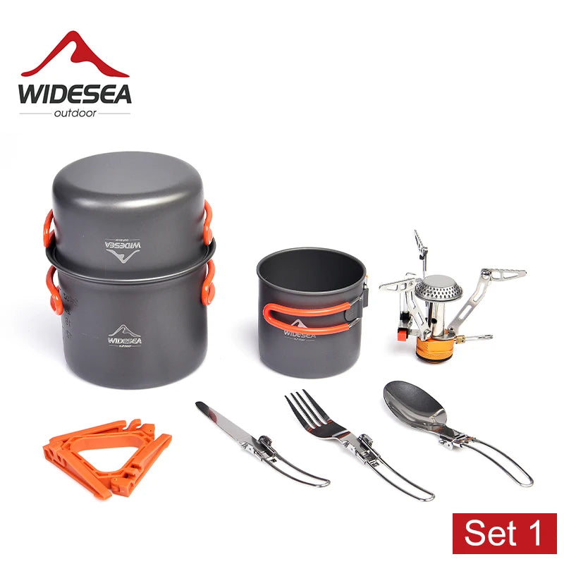 Widesea Portable Outdoor Camping Cookware Set Aluminum Alloy Kit