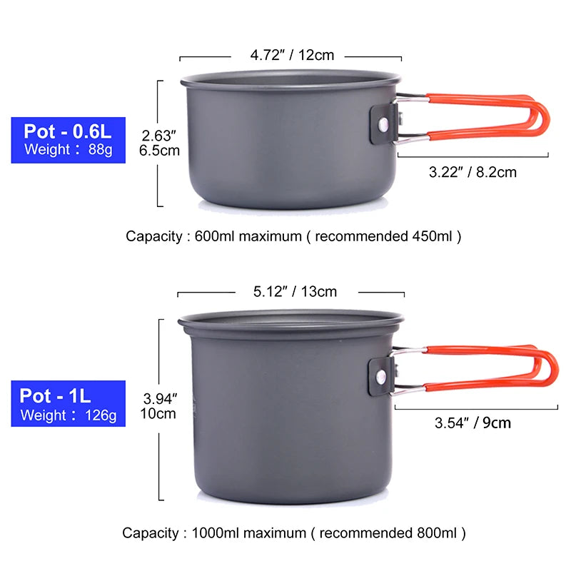 Widesea Portable Outdoor Camping Cookware Set Aluminum Alloy Kit