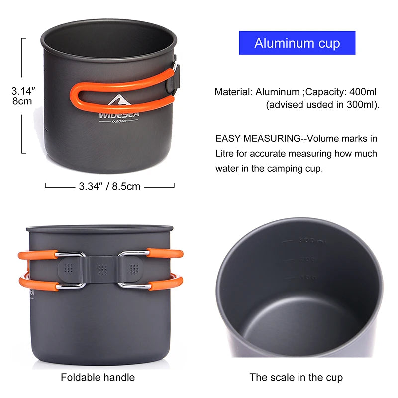 Widesea Portable Outdoor Camping Cookware Set Aluminum Alloy Kit