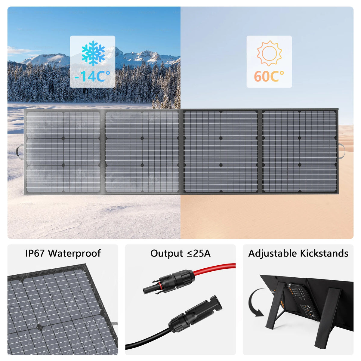 MHPOWOS 220W 40V Waterproof Foldable Solar Panel For Camping