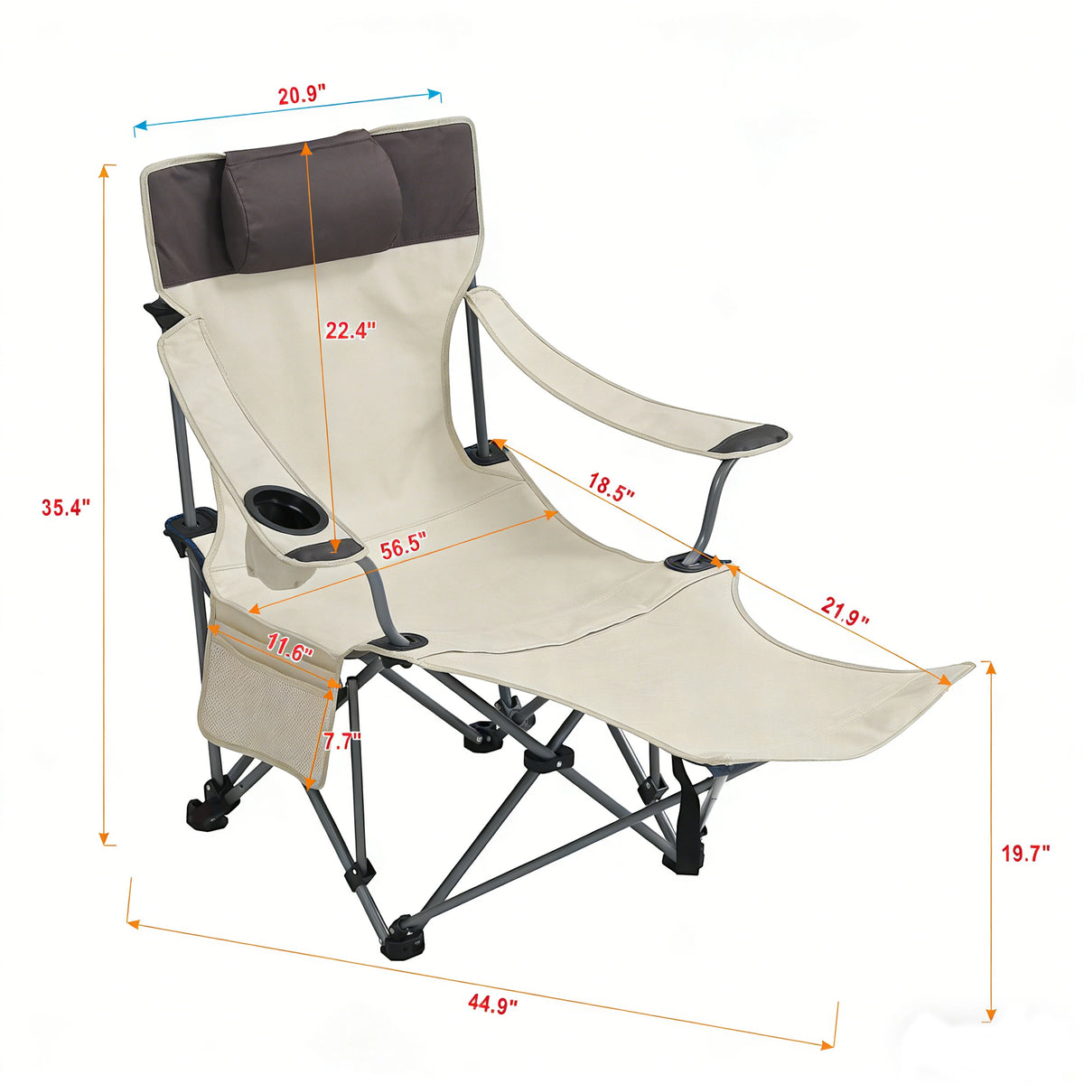 Portable Adjustable Reclining Outdoor Camping Chair With Cup Holder