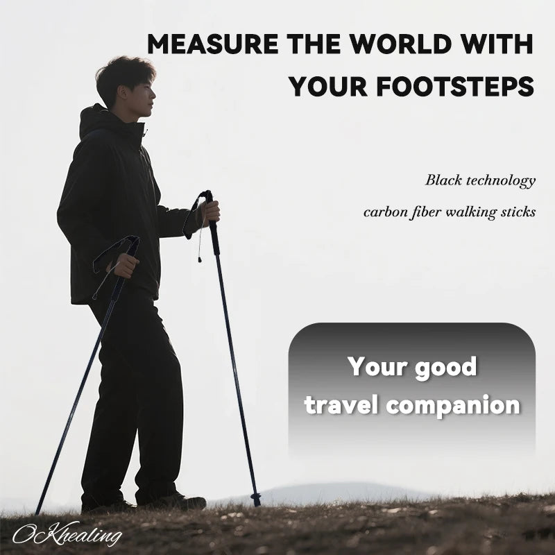 Okhealing Carbon Fiber Anti Shock Foldable Trekking Poles
