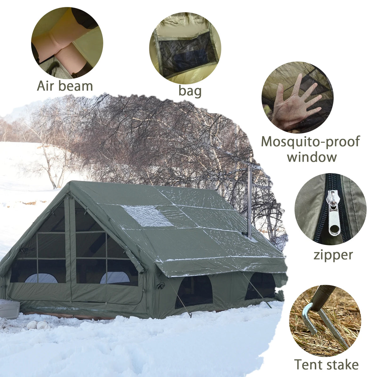 Pakicetus Inflatable Glamping Tent Family Weatherproof Shelter