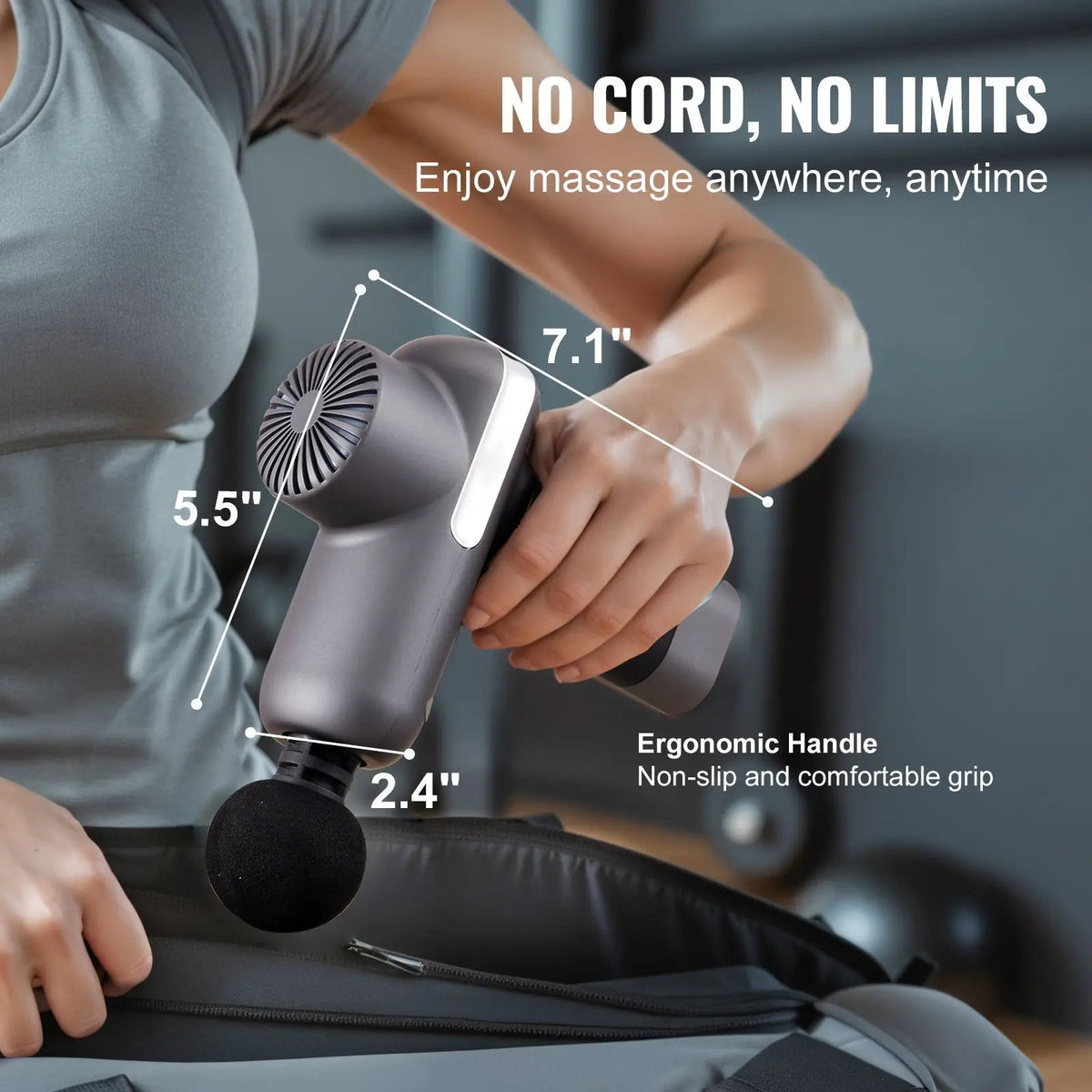 Handheld Percussion Massage Gun 6 Heads Adjustable Speed Muscle Relief