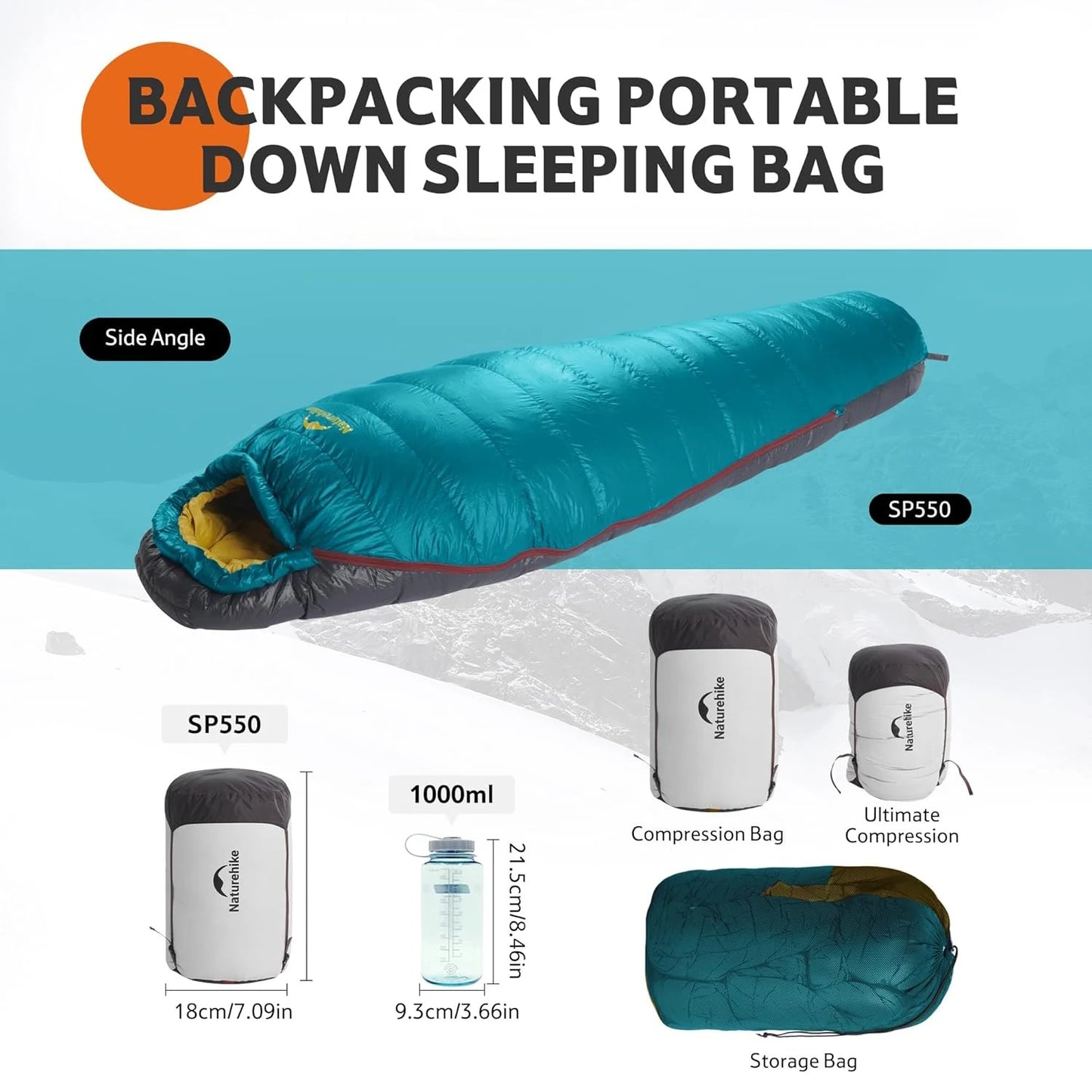 Naturehike Snowbird Duck Down Sleeping Bag 650FP Ultralight Mummy Outdoor