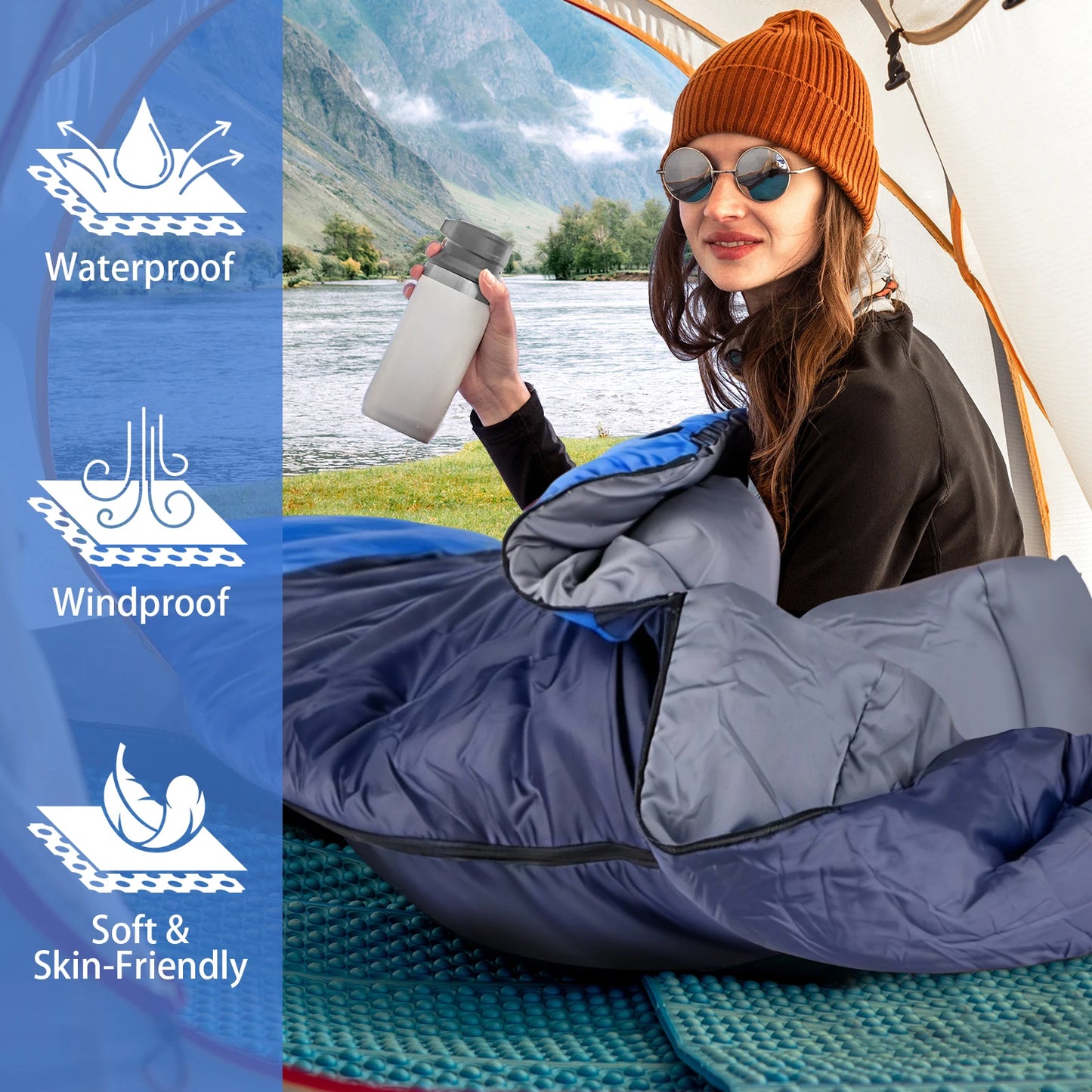 Four Season Ultralight Waterproof Sleeping Bag With Compression Sack
