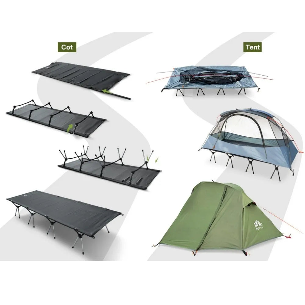 Night Cat Four Mode Elevated Camping Cot And Mesh Tent