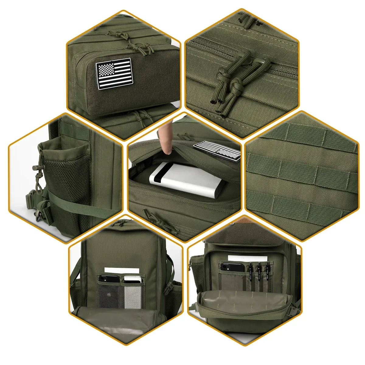 ReFire Gear Durable Tactical Hiking Backpack With Water Bottle Pouch