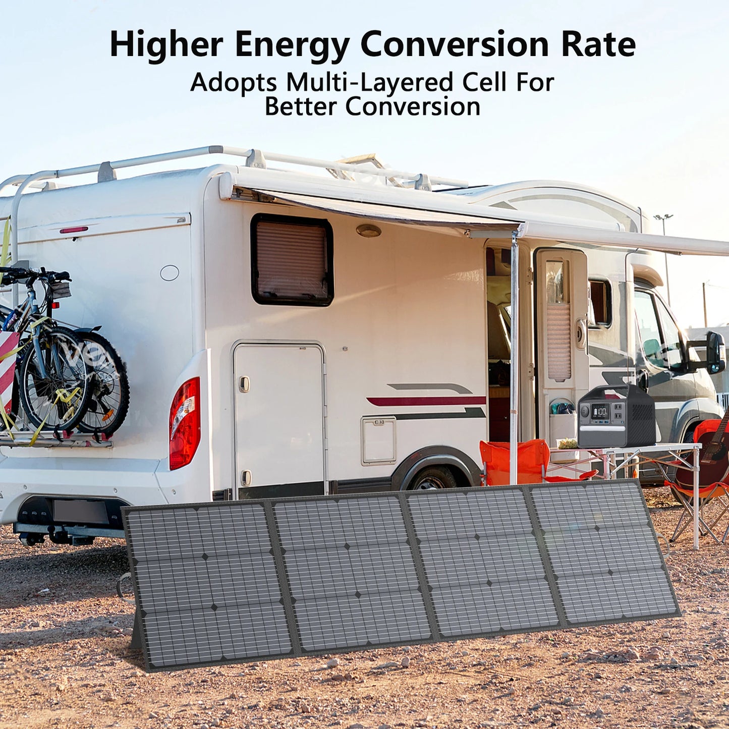 MHPOWOS 220W 40V Waterproof Foldable Solar Panel For Camping